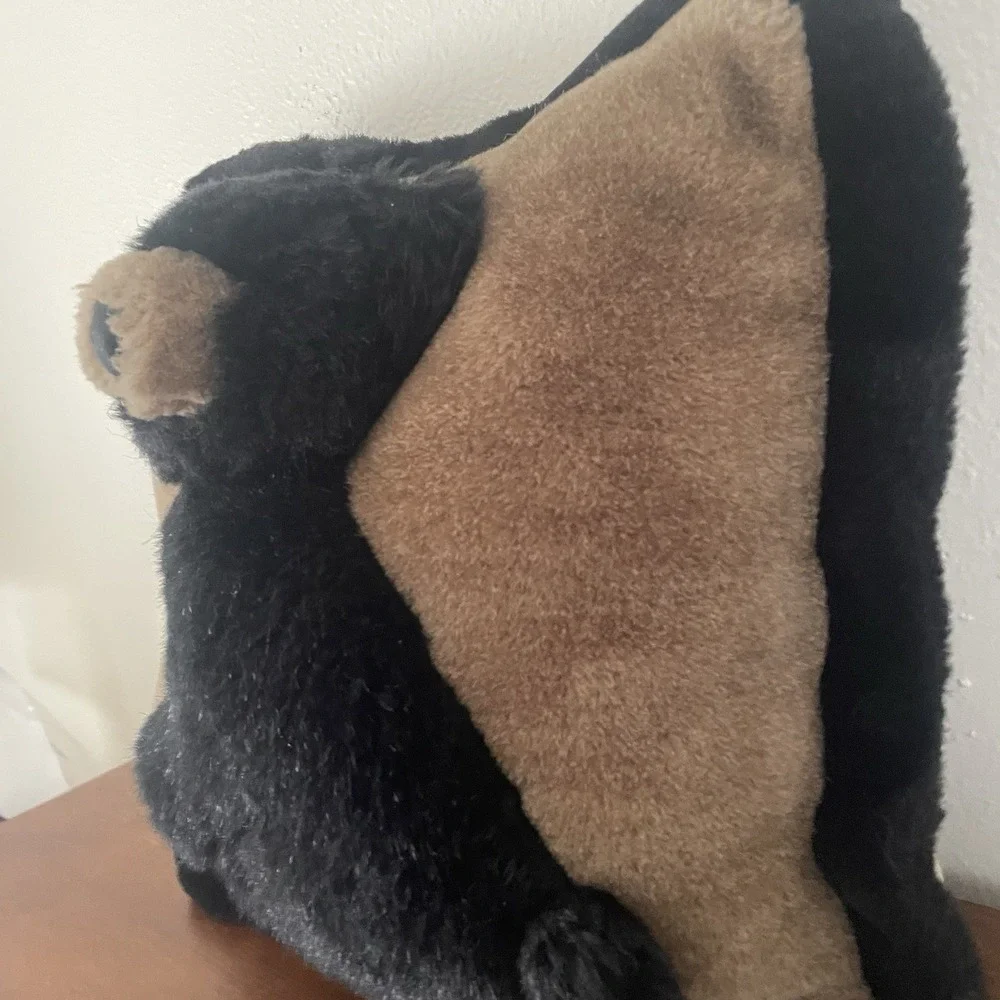 Vtg Jaag Plush Bear Pillow 11x11 Throw pillow Brown‎ & Black